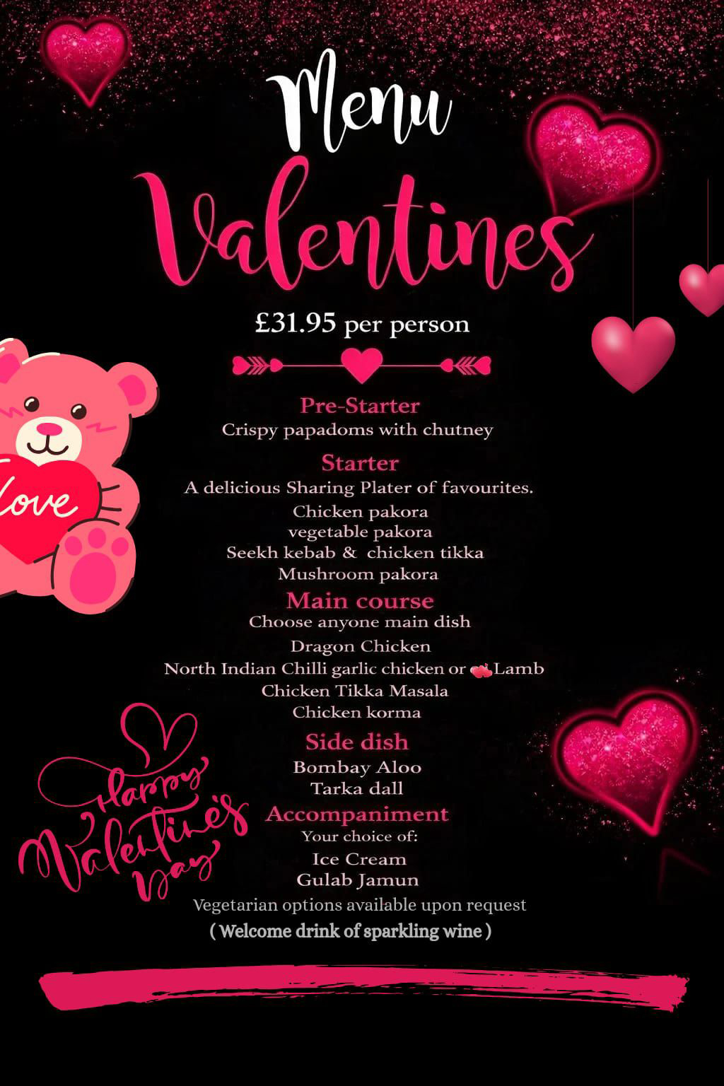 Valentines Day Special Menu